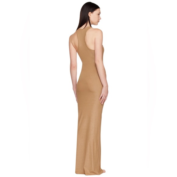 NWOT SKIMS beige shimmer maxi dress size XXS - Picture 4 of 11